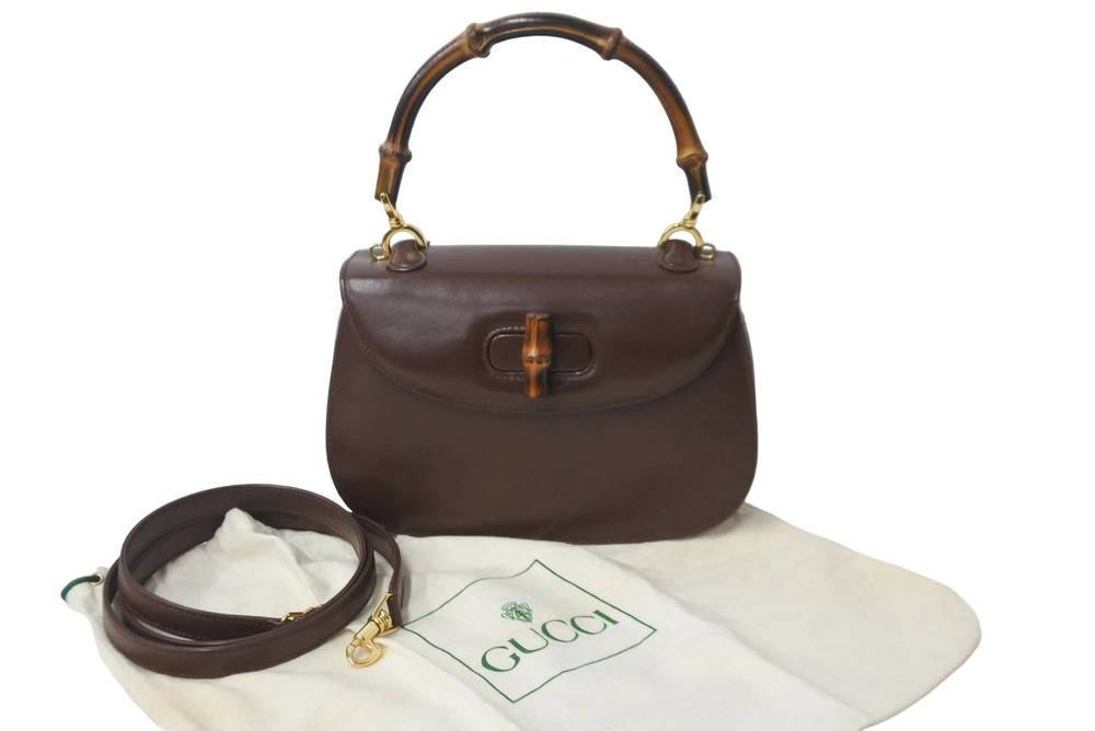 Gucci Bamboo Bag Handbag Shoulder Leather Brown